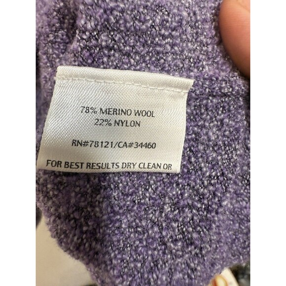 Eileen Fisher Women's Purple Merino Wool Blend V-Neck Sweater Pullover Size L - Picture 5 of 5